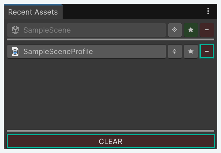 The Remove minus button and the full CLEAR button outlined separately